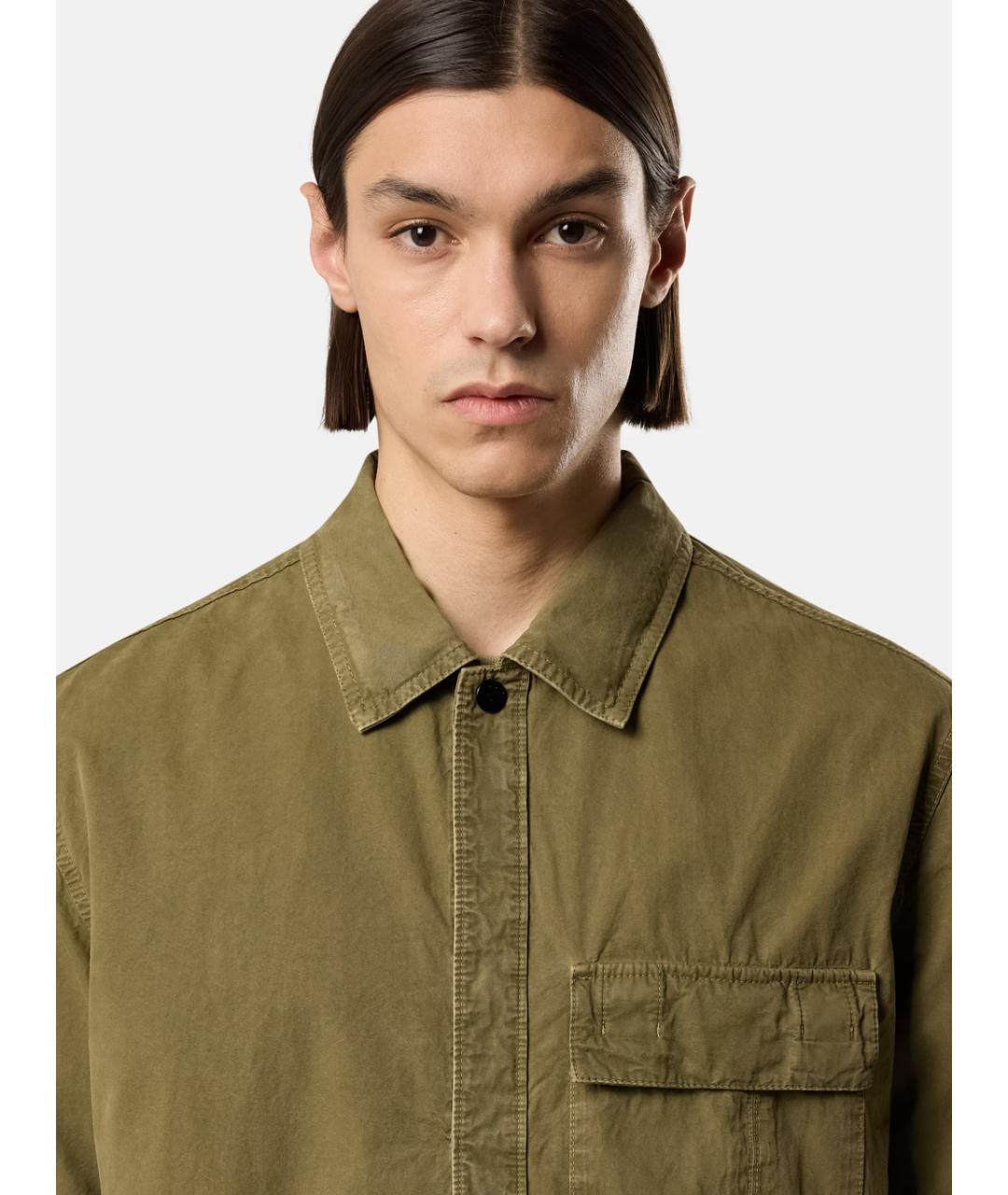 STONE ISLAND Зеленая хлопковая кэжуал рубашка, фото 4