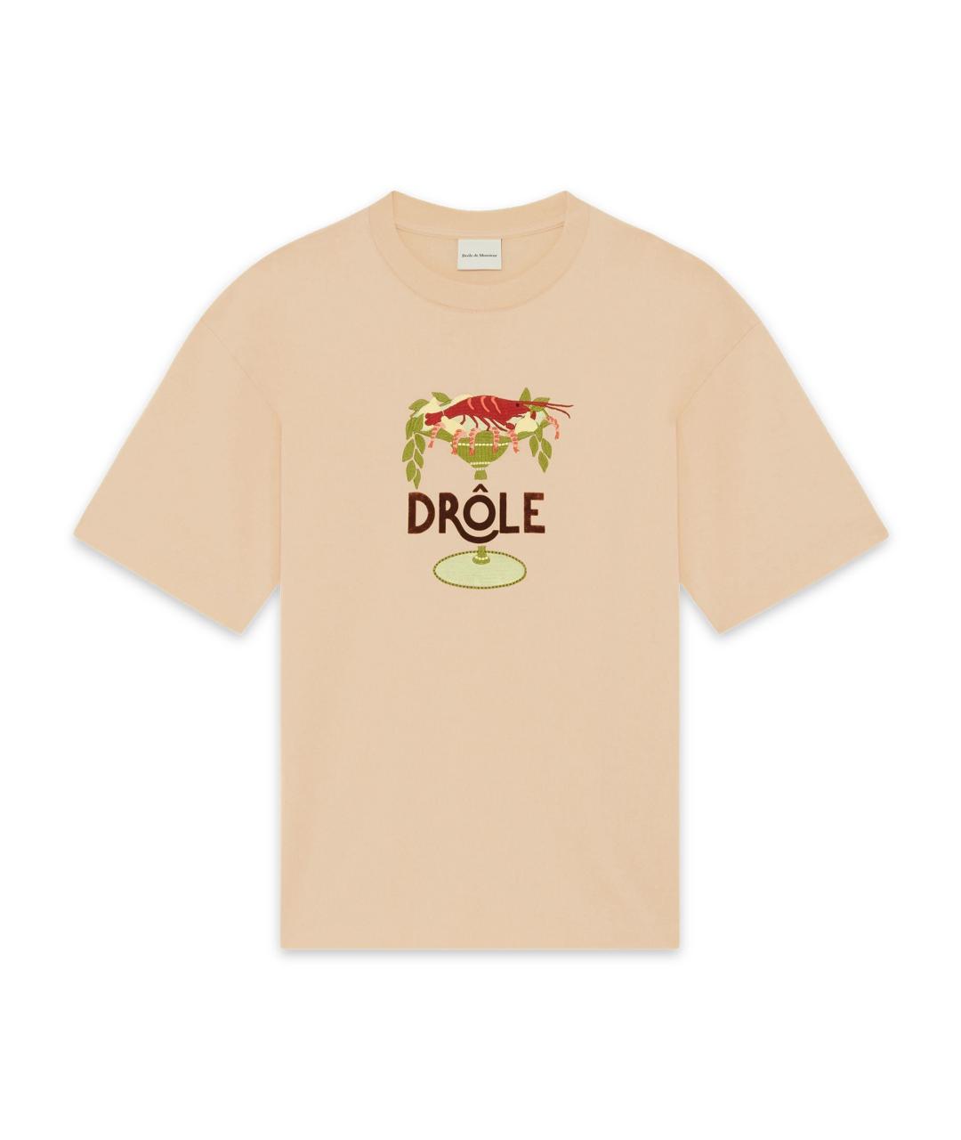 Drole de Monsieur Бежевая хлопковая футболка, фото 1