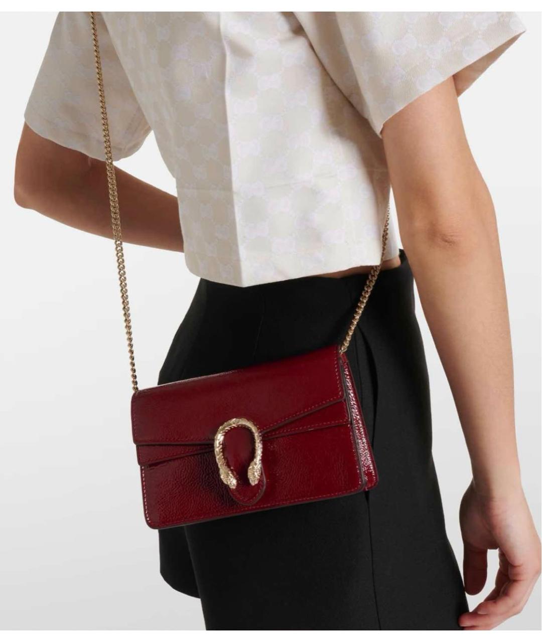 GUCCI Бордовая кожаная сумка через плечо, фото 7