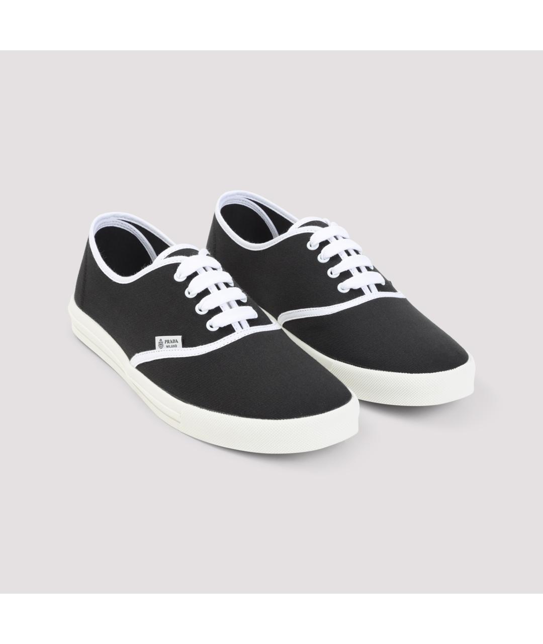 PRADA Черные текстильные низкие кроссовки / кеды, фото 5