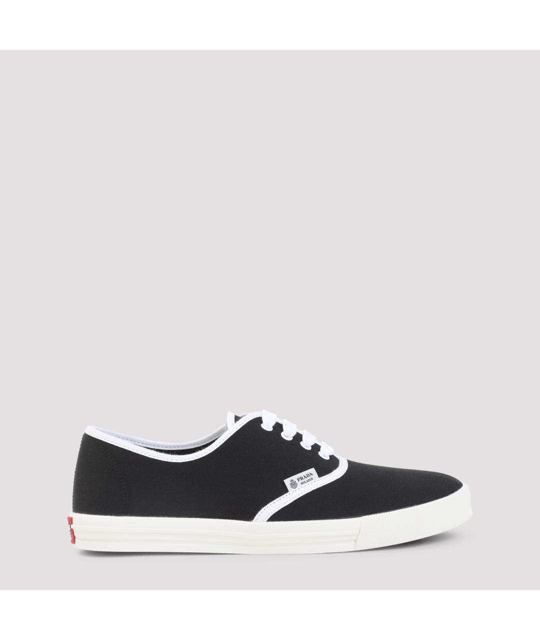 PRADA Черные текстильные низкие кроссовки / кеды, фото 2