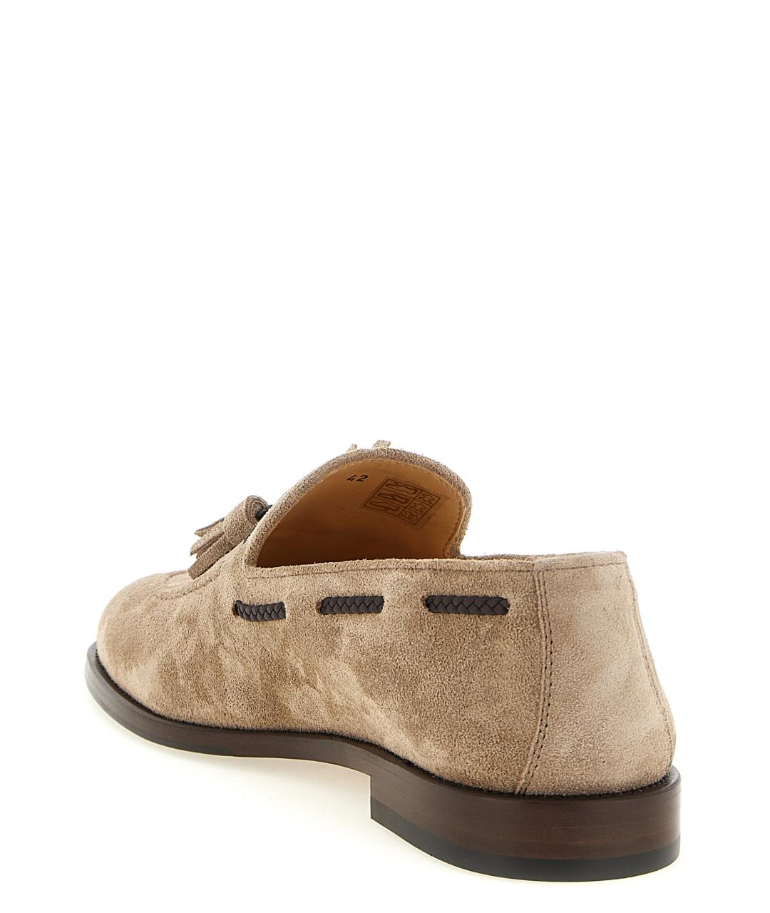 BRUNELLO CUCINELLI Бежевые замшевые лоферы, фото 3