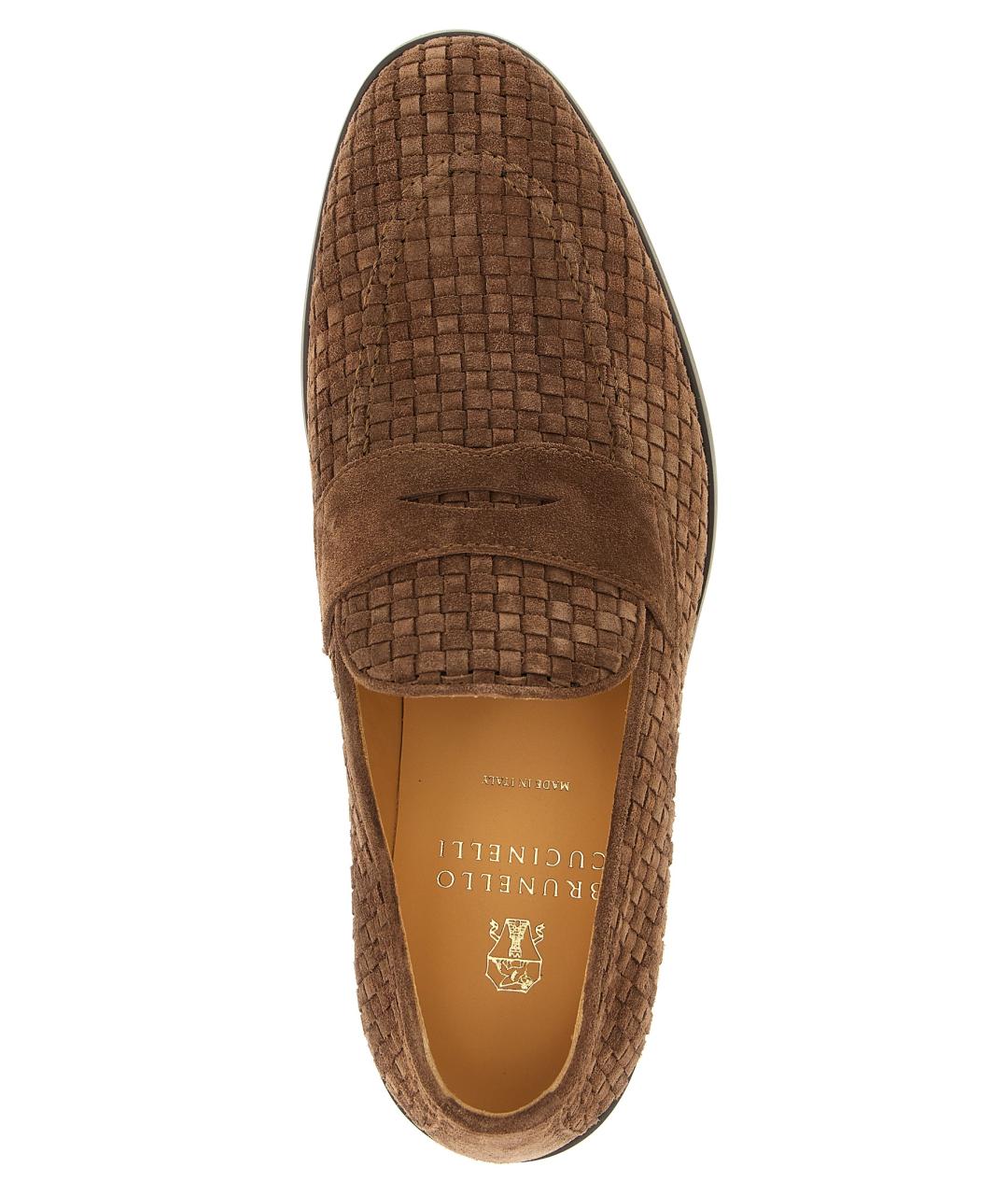 BRUNELLO CUCINELLI Коричневые замшевые лоферы, фото 4