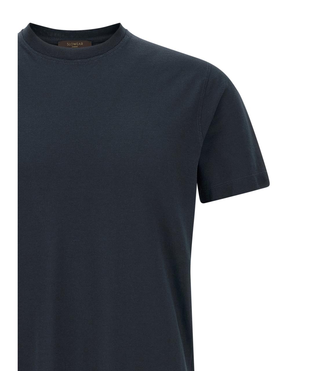 ZANONE Темно-синяя хлопковая футболка, фото 3