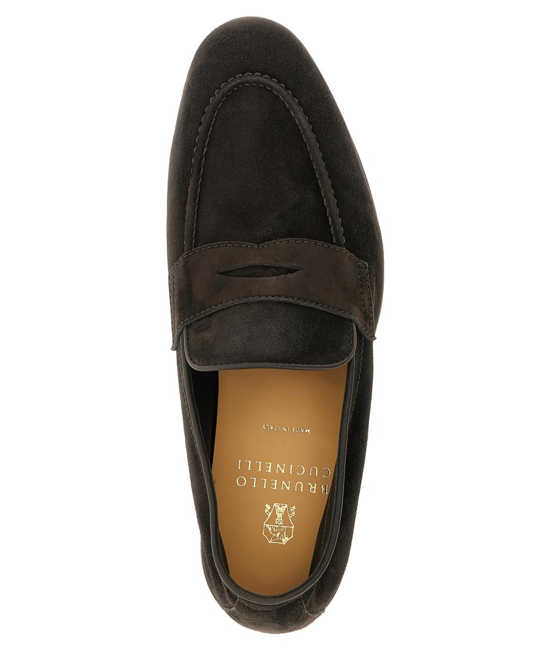 BRUNELLO CUCINELLI Коричневые замшевые лоферы, фото 4