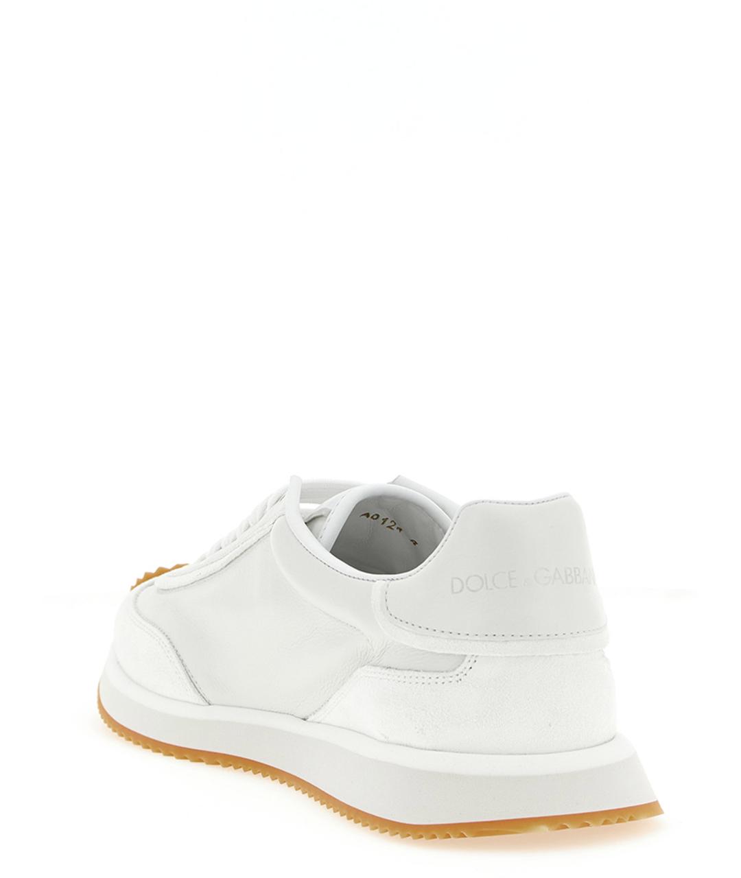 DOLCE&GABBANA Белые кожаные низкие кроссовки / кеды, фото 3
