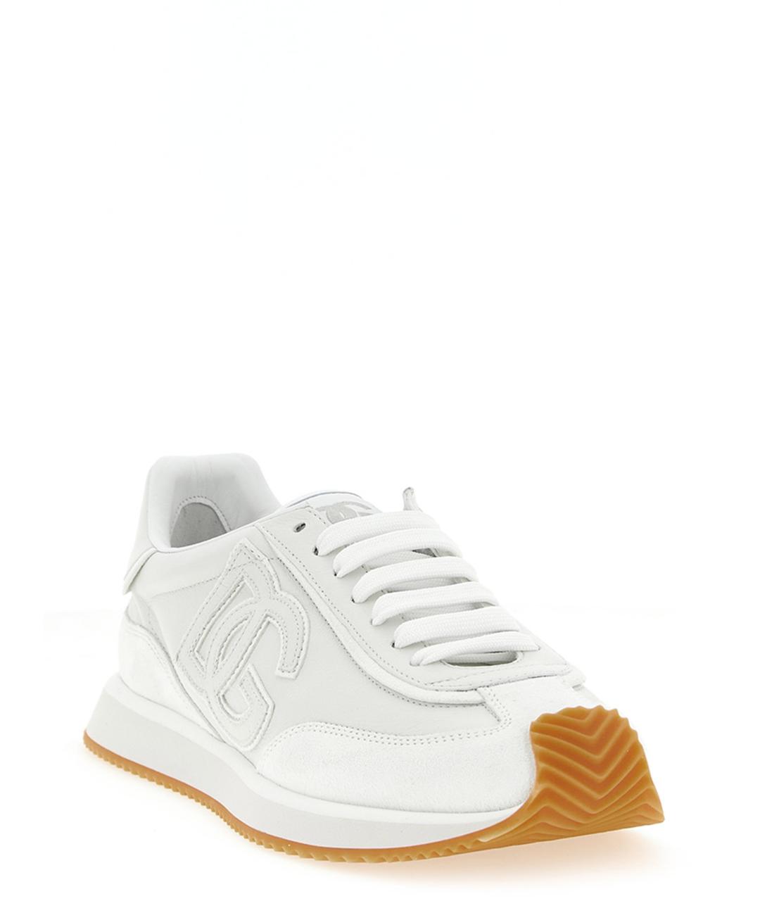 DOLCE&GABBANA Белые кожаные низкие кроссовки / кеды, фото 2