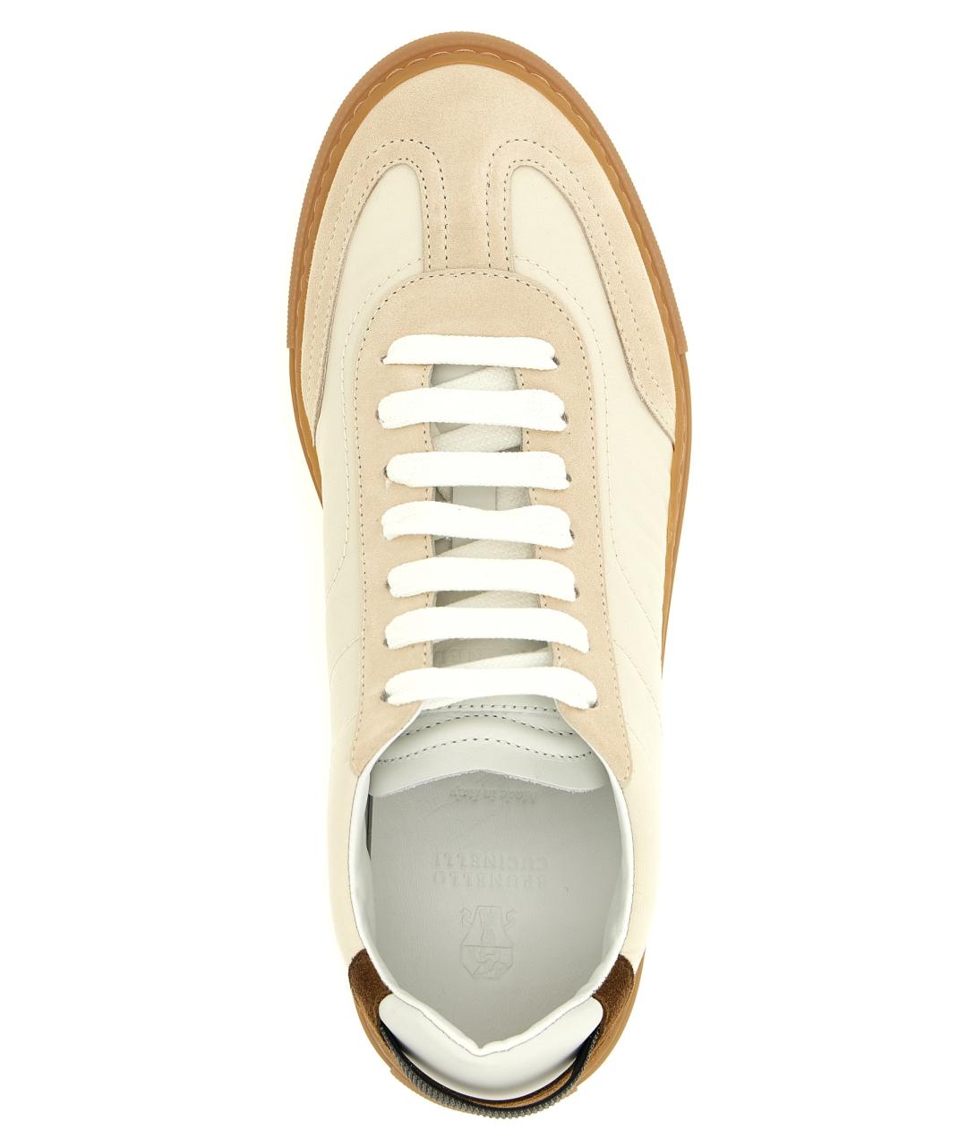 BRUNELLO CUCINELLI Бежевые кожаные кеды, фото 4