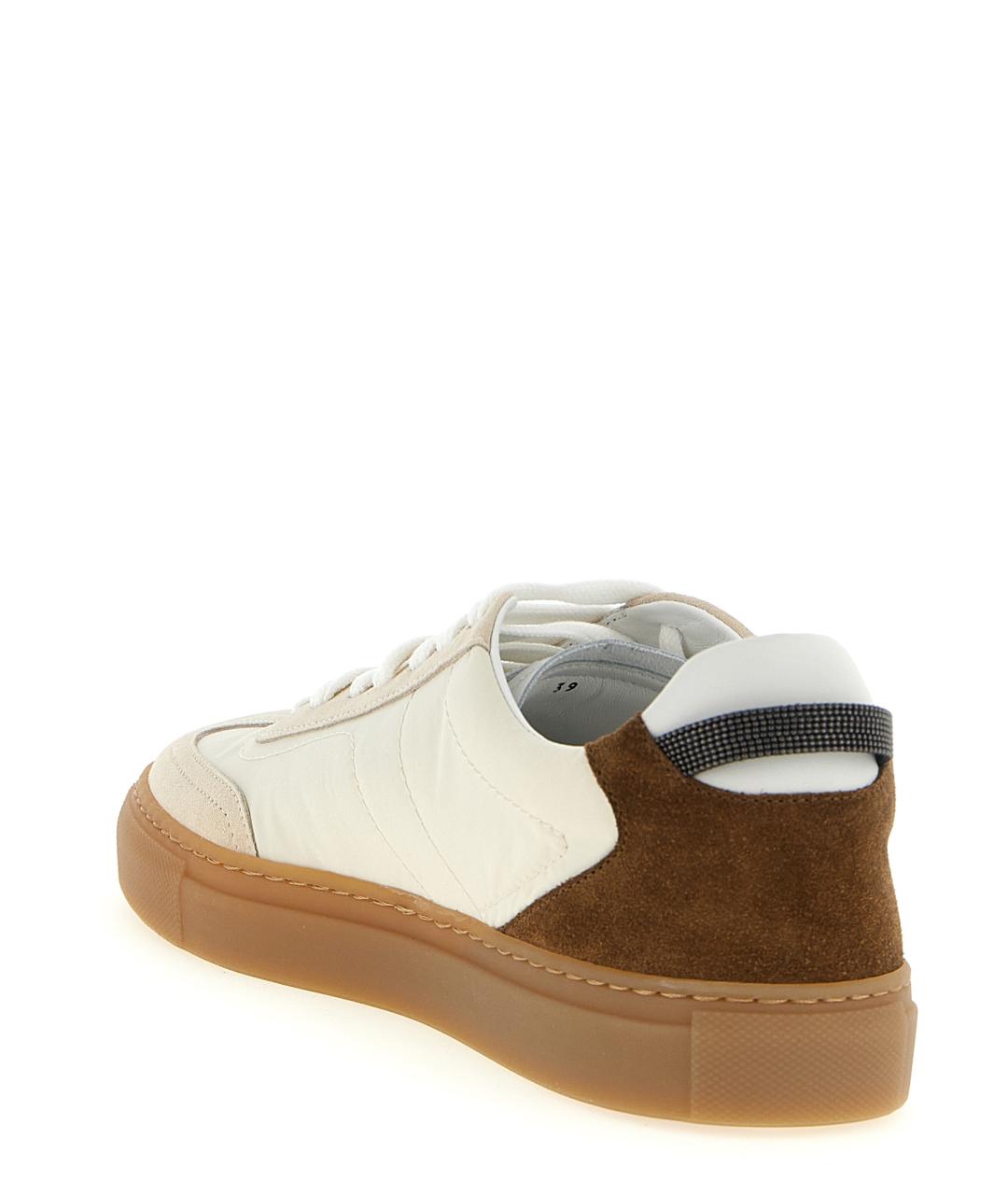 BRUNELLO CUCINELLI Бежевые кожаные кеды, фото 3