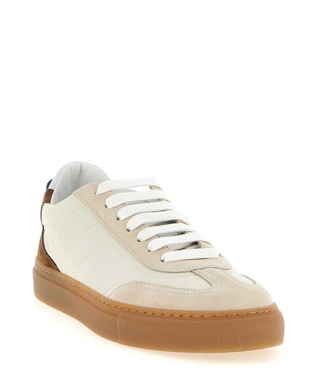 BRUNELLO CUCINELLI Бежевые кожаные кеды, фото 2