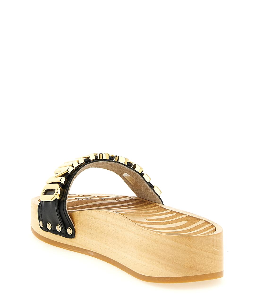 MOSCHINO Черные кожаные шлепанцы, фото 3