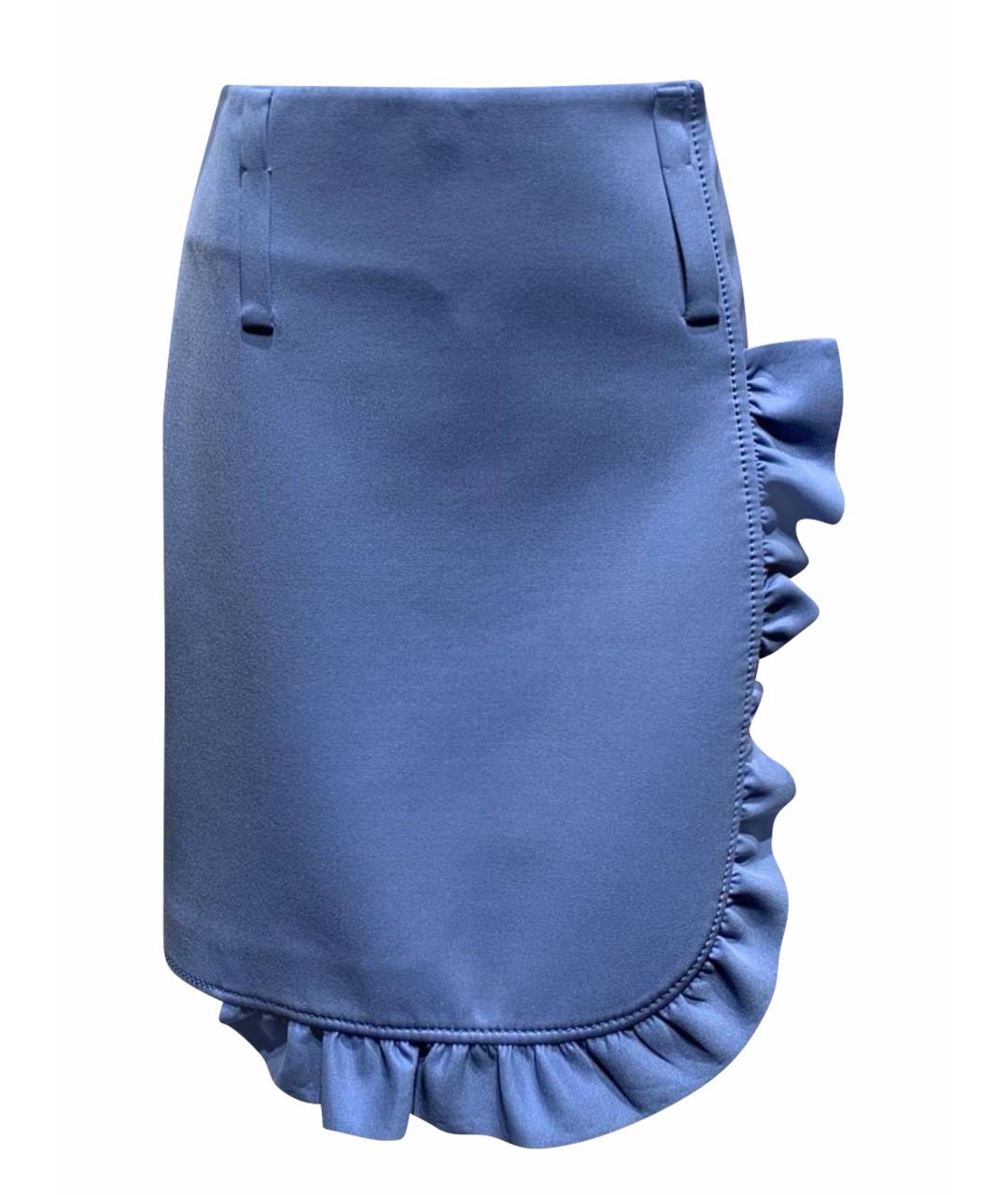 PRADA Голубая полиэстеровая юбка мини, фото 1