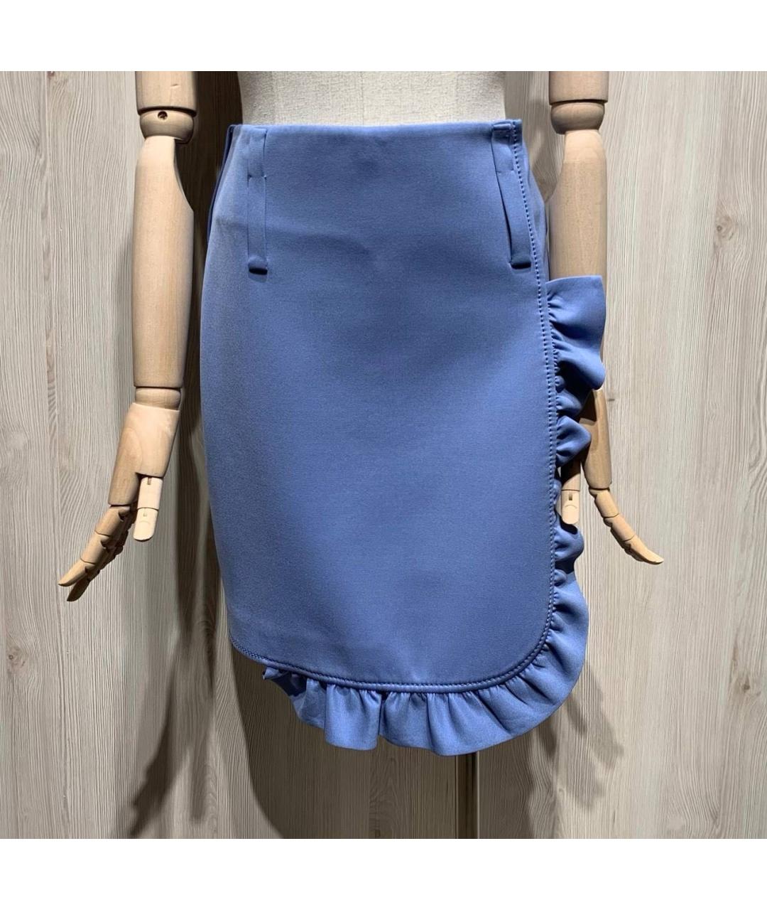 PRADA Голубая полиэстеровая юбка мини, фото 6