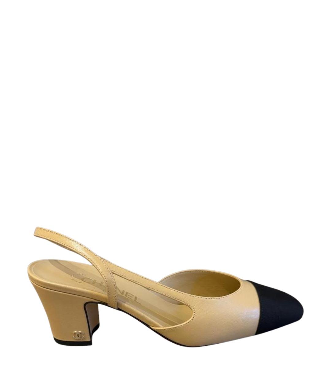 CHANEL Бежевые кожаные туфли, фото 1
