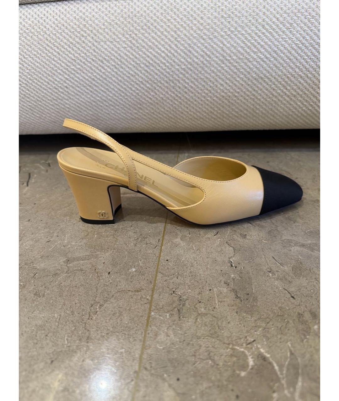 CHANEL Бежевые кожаные туфли, фото 6