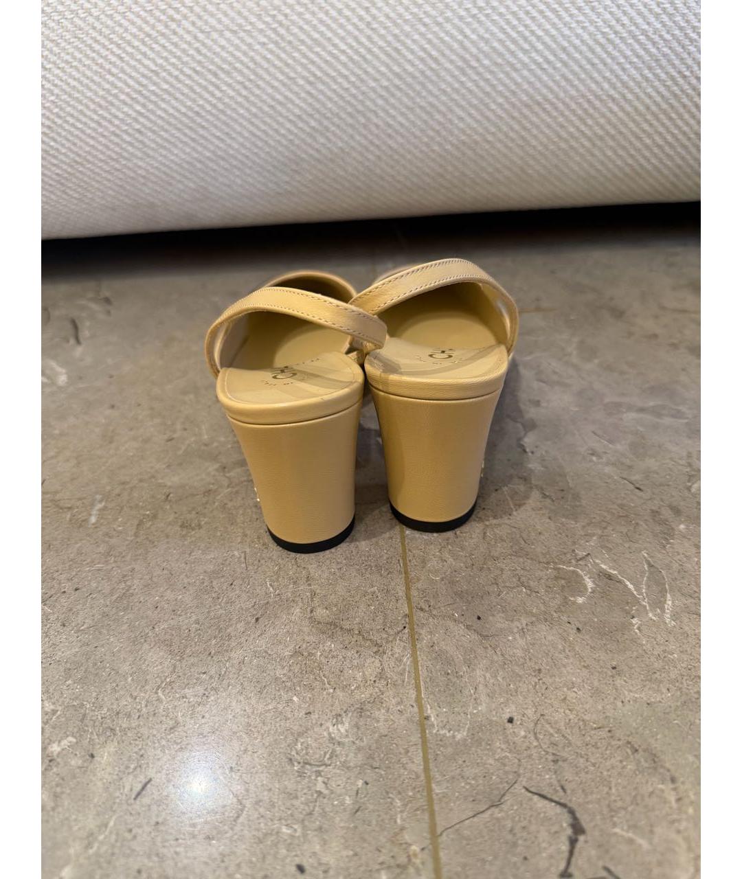 CHANEL Бежевые кожаные туфли, фото 3