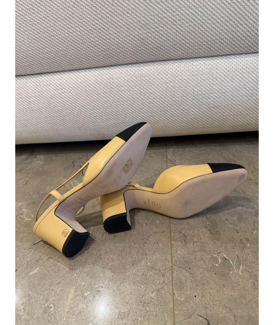 CHANEL Бежевые кожаные туфли, фото 4