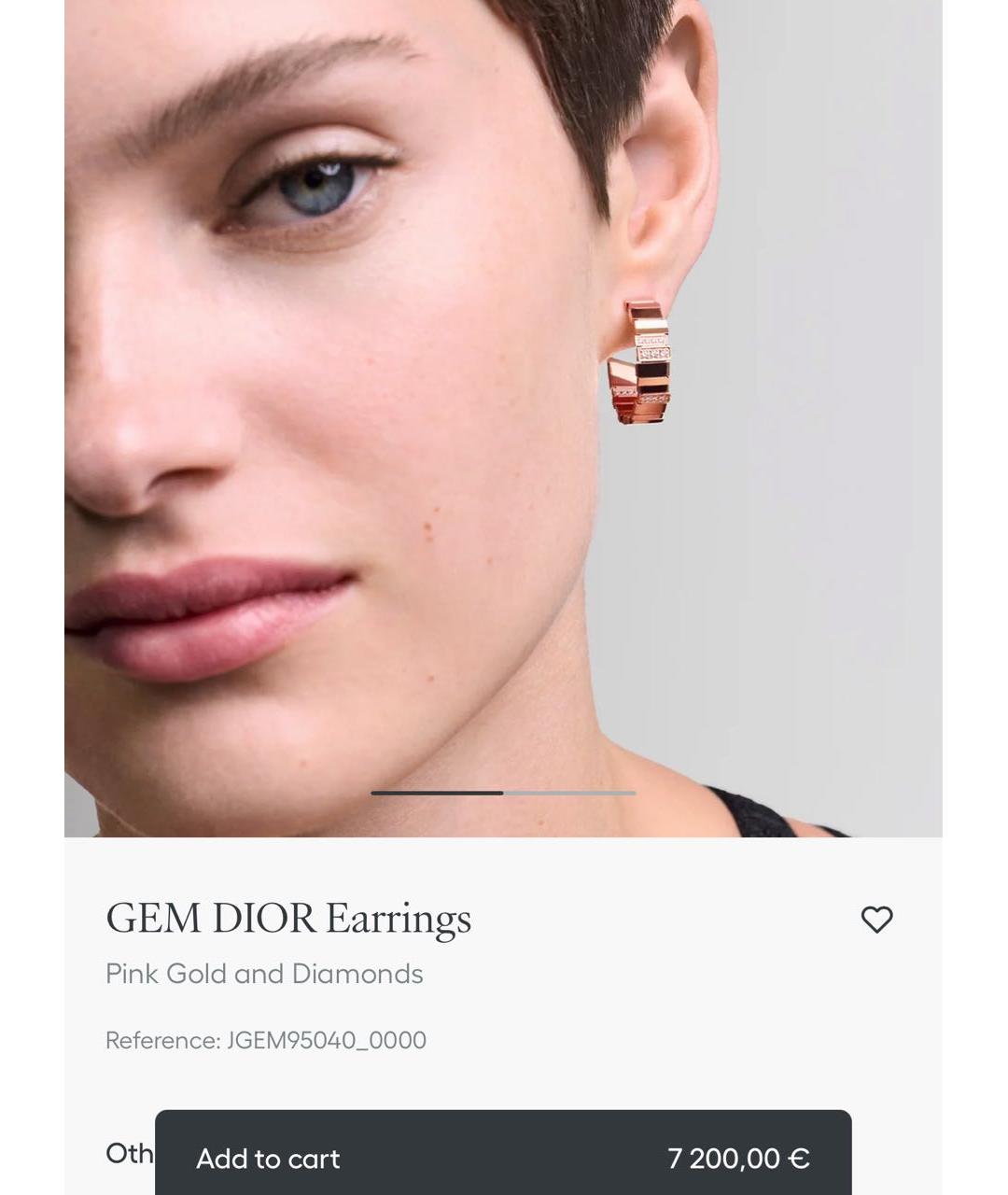 CHRISTIAN DIOR Золотые серьги из розового золота, фото 2