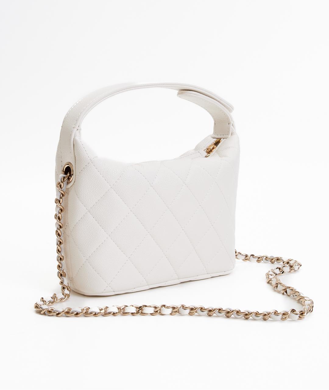 CHANEL Белая кожаная сумка через плечо, фото 3