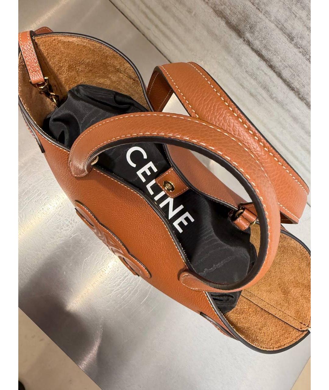 CELINE Коричневая кожаная сумка тоут, фото 6