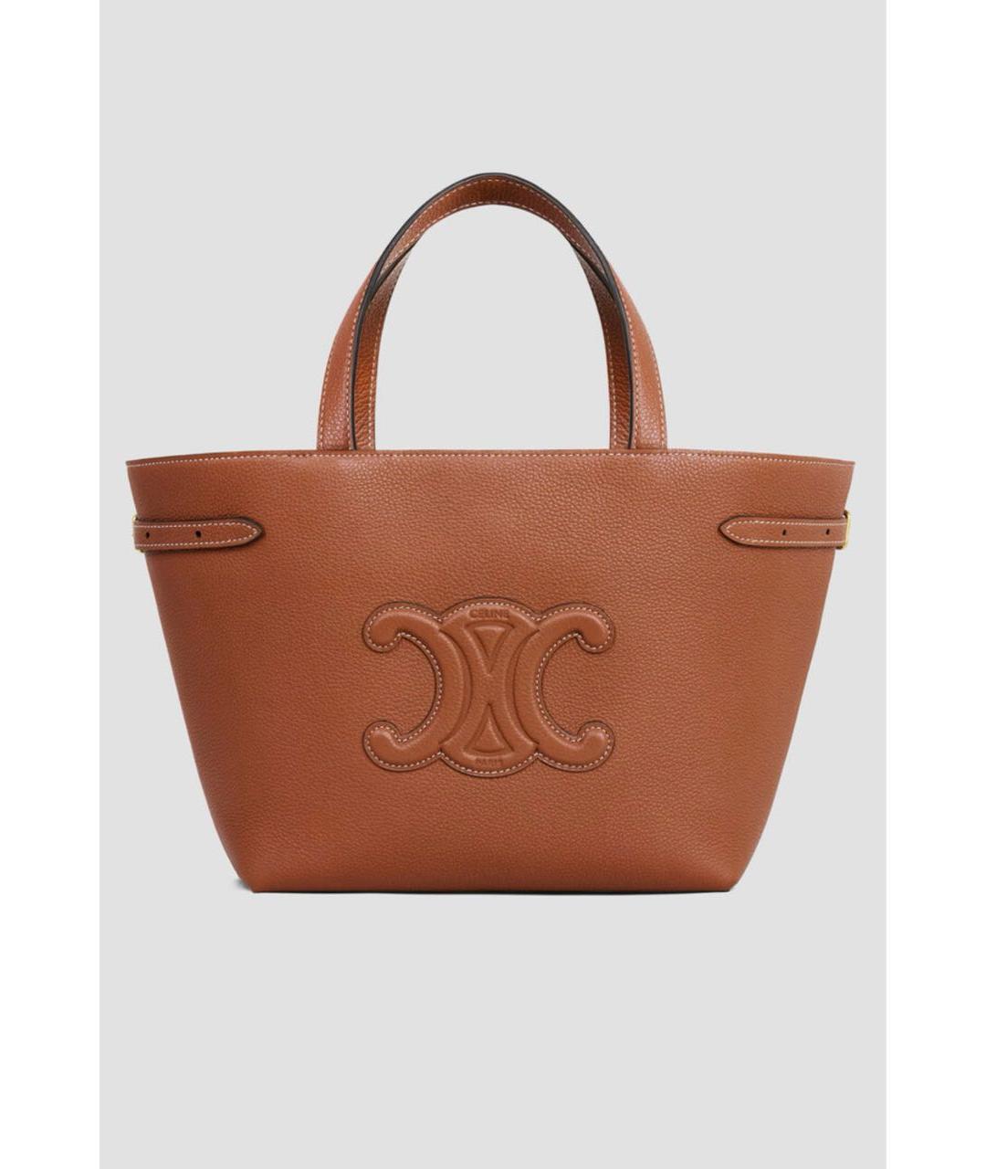 CELINE Коричневая кожаная сумка тоут, фото 7