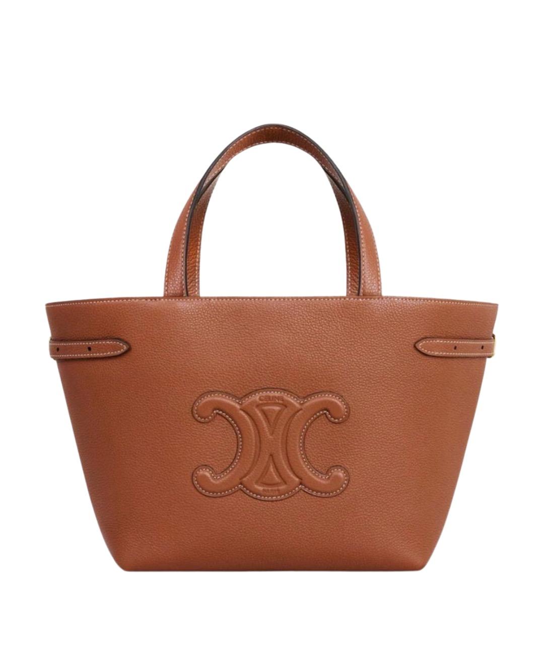 CELINE Коричневая кожаная сумка тоут, фото 1