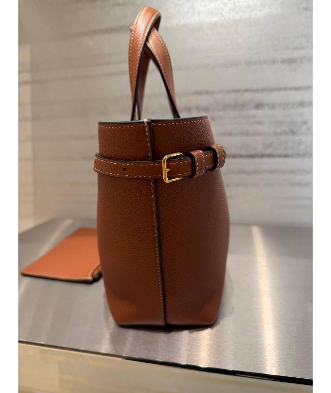 CELINE Коричневая кожаная сумка тоут, фото 5