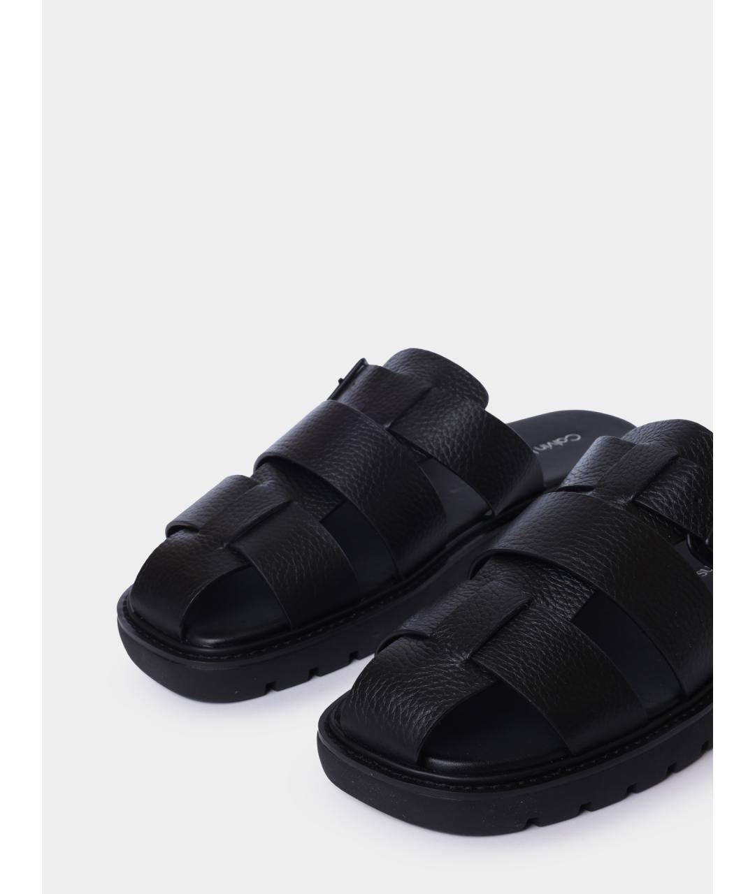 CALVIN KLEIN Черные кожаные сандалии, фото 3