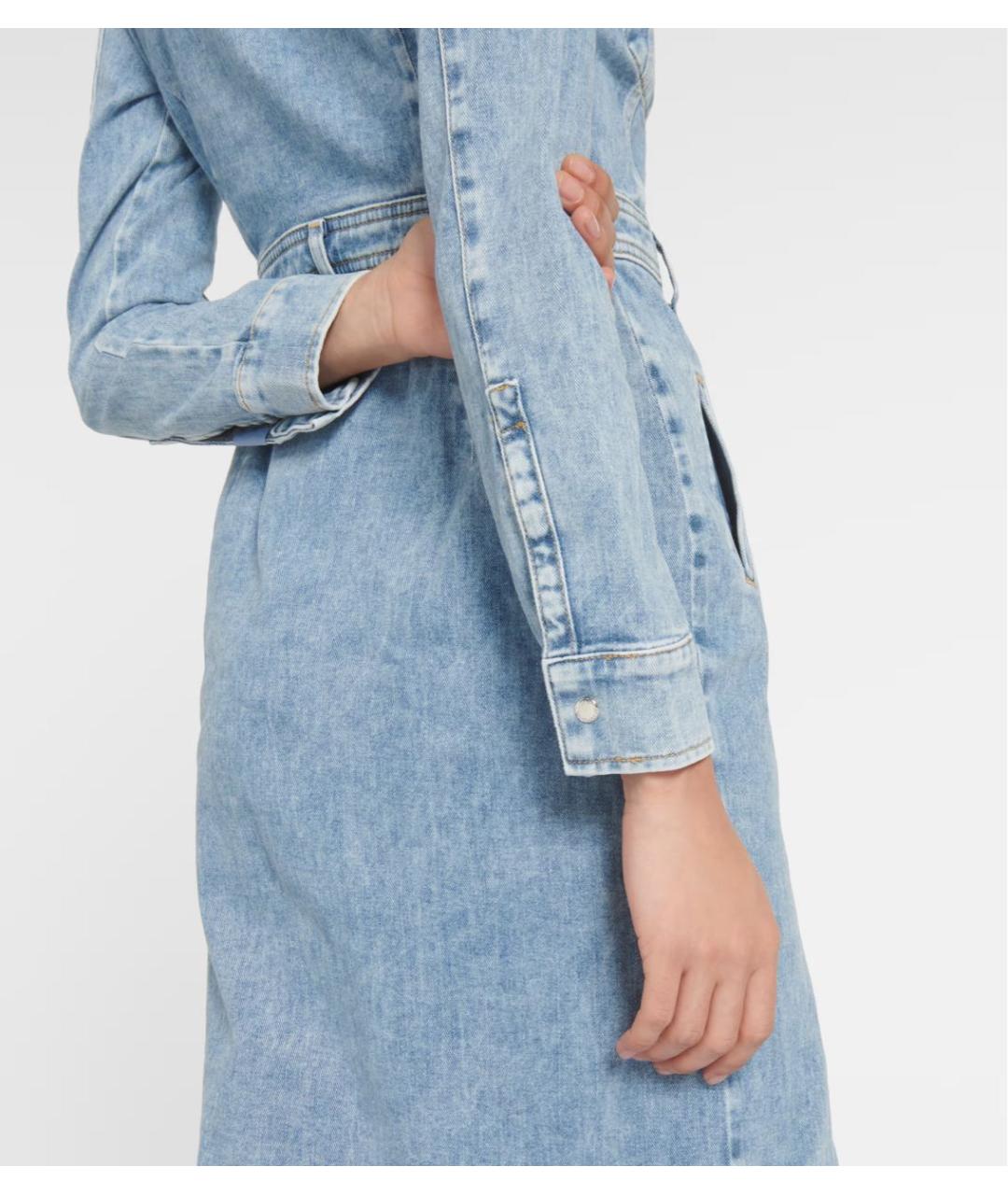 7 FOR ALL MANKIND Голубое деним повседневное платье, фото 5