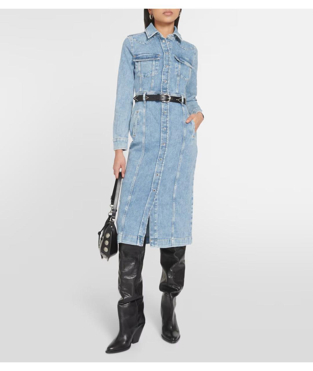 7 FOR ALL MANKIND Голубое деним повседневное платье, фото 6