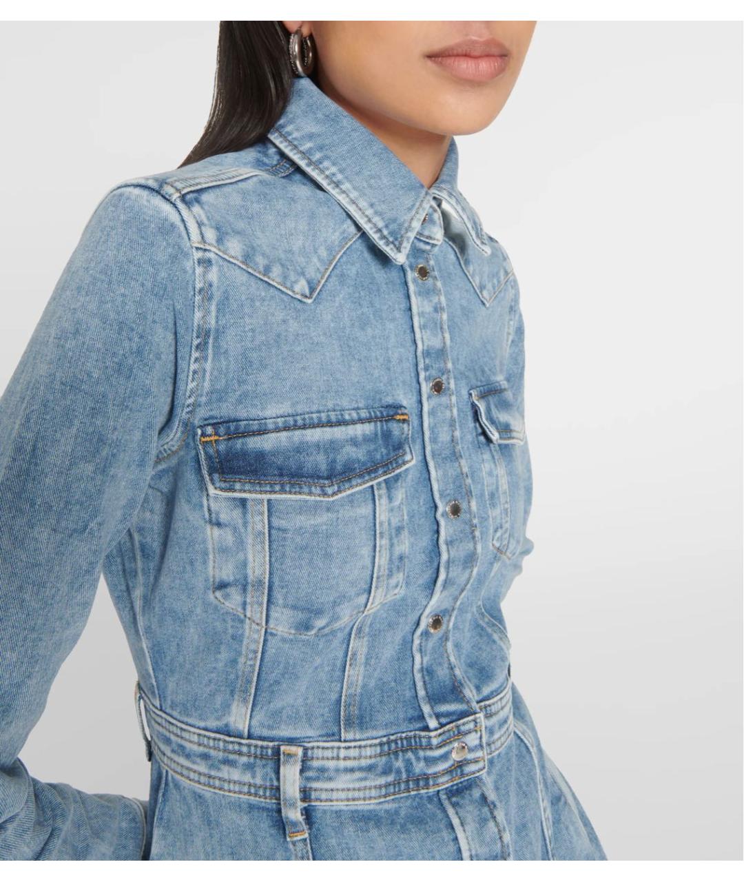 7 FOR ALL MANKIND Голубое деним повседневное платье, фото 4