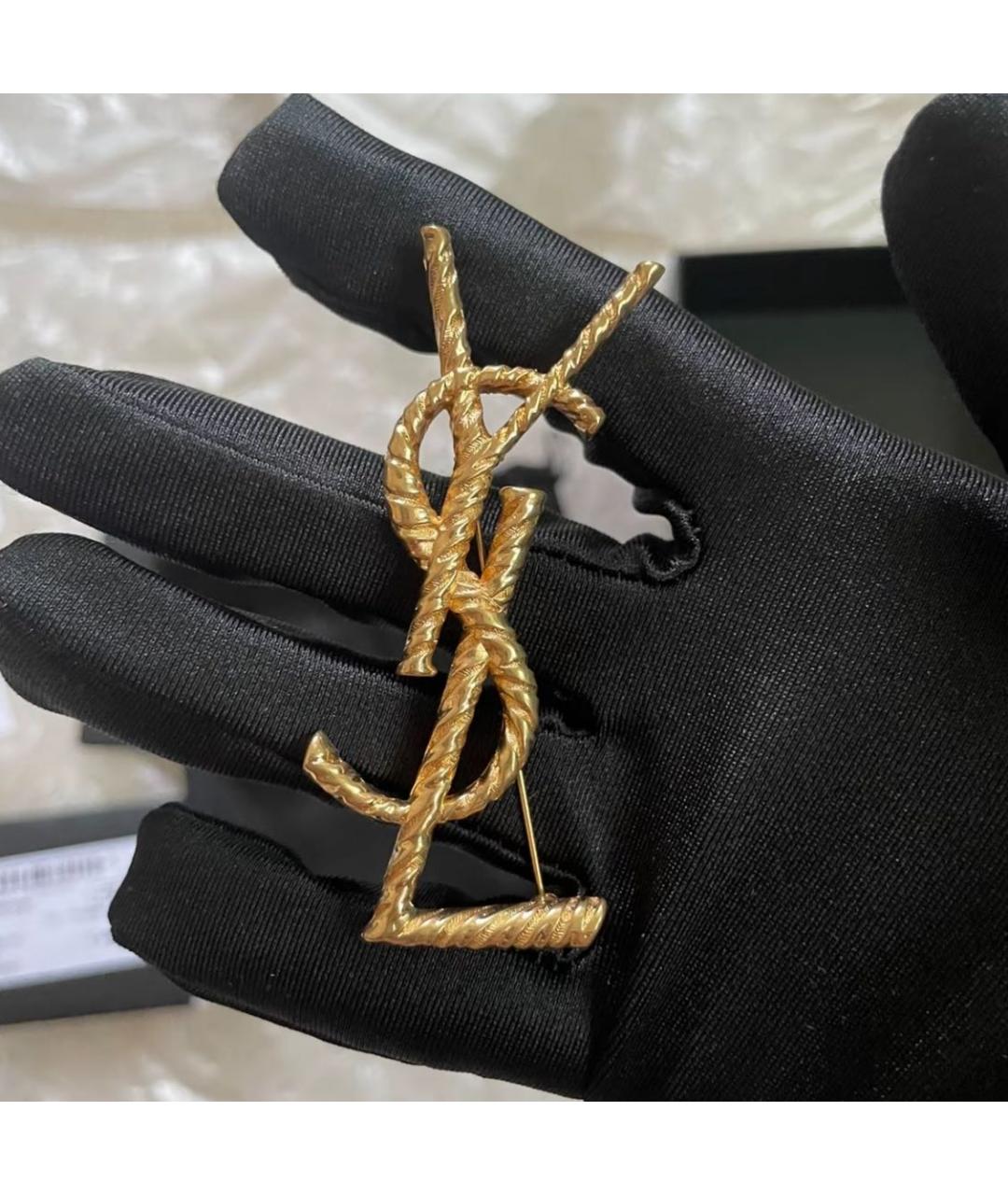 SAINT LAURENT Золотая латунная булавка / брошь, фото 4