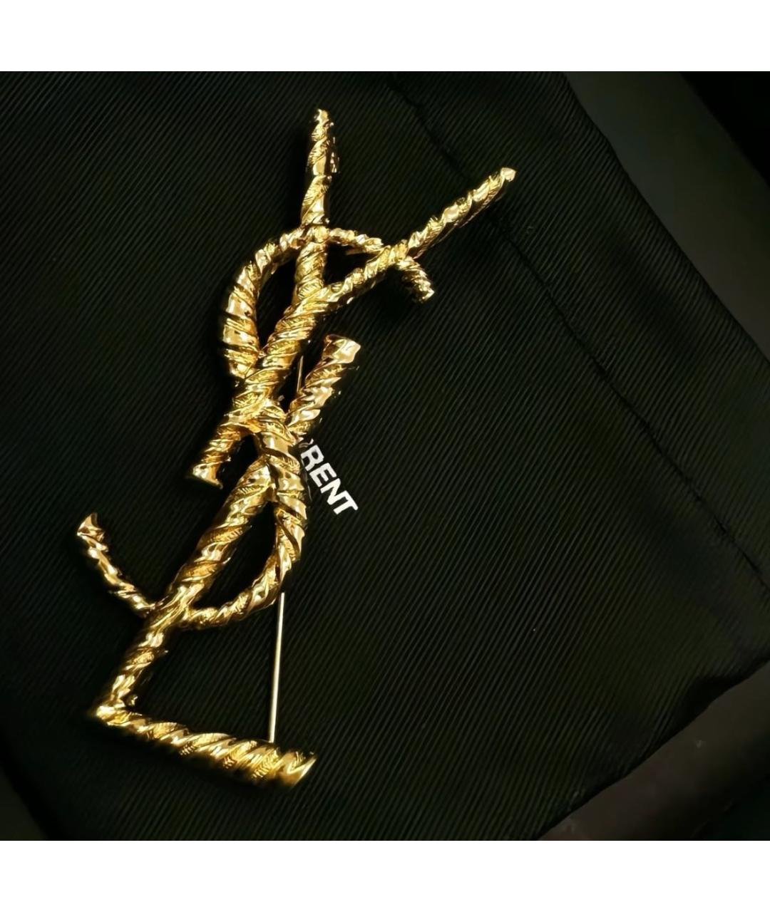 SAINT LAURENT Золотая латунная булавка / брошь, фото 2