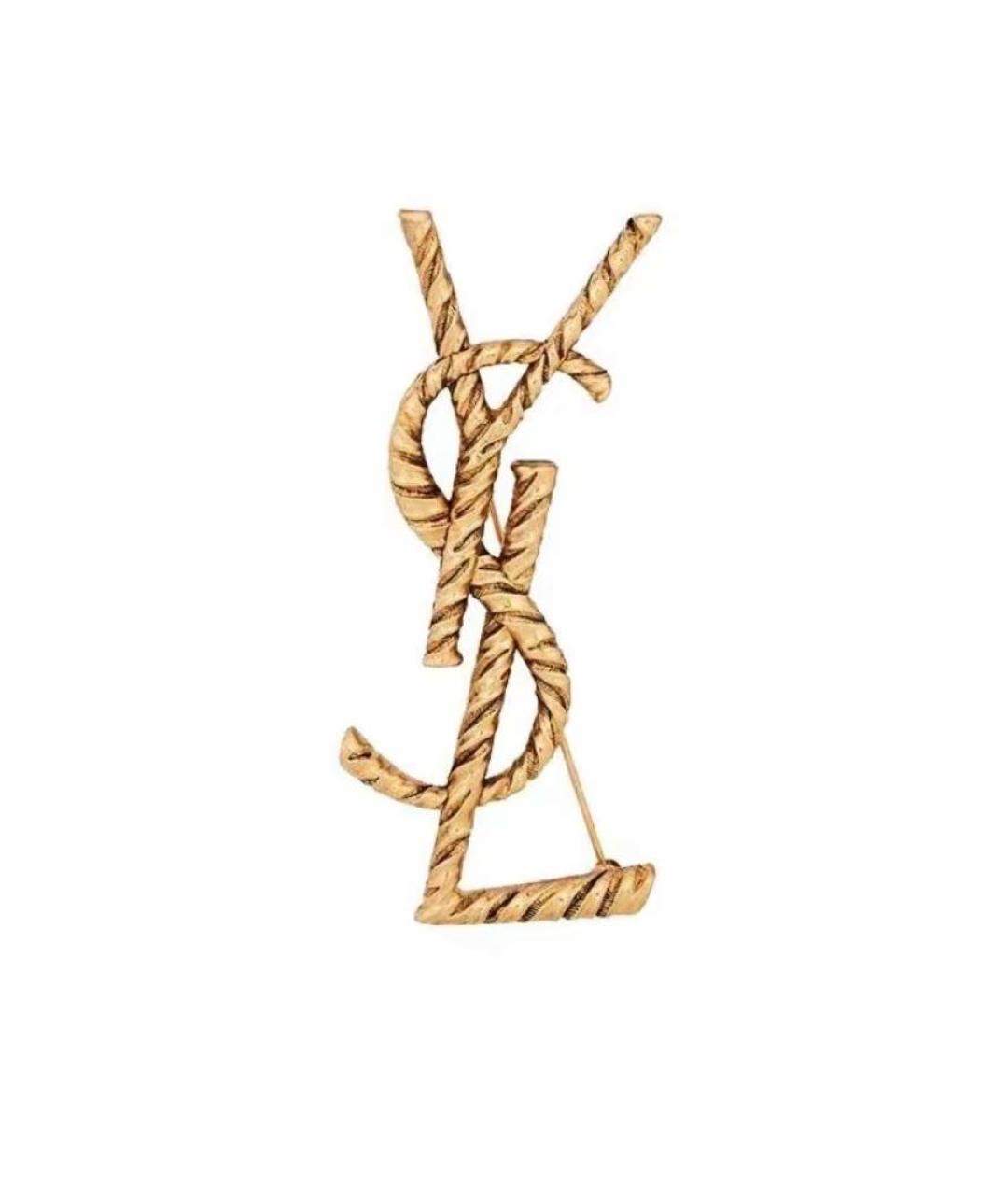 SAINT LAURENT Золотая латунная булавка / брошь, фото 1