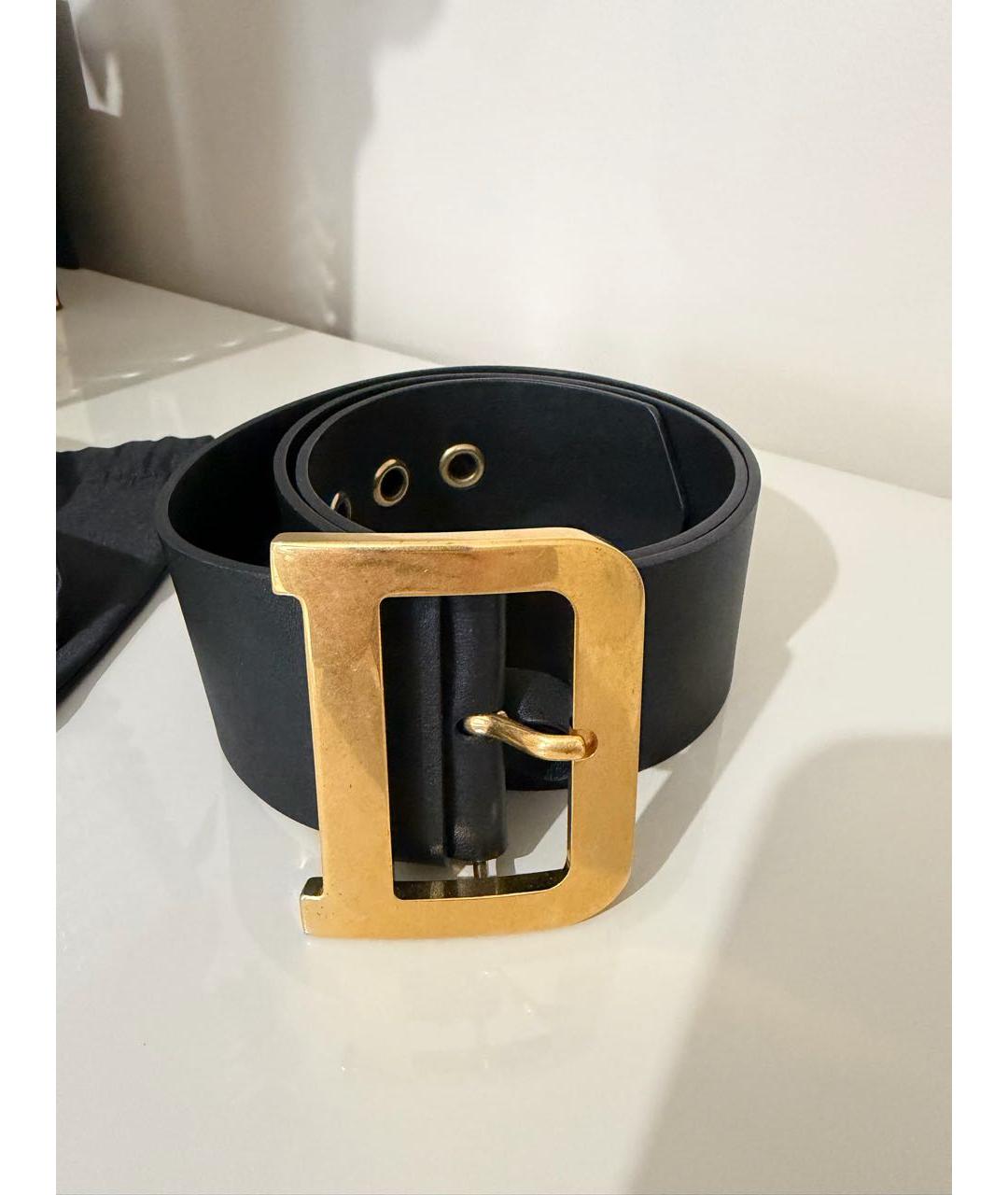 CHRISTIAN DIOR Черный кожаный ремень, фото 5