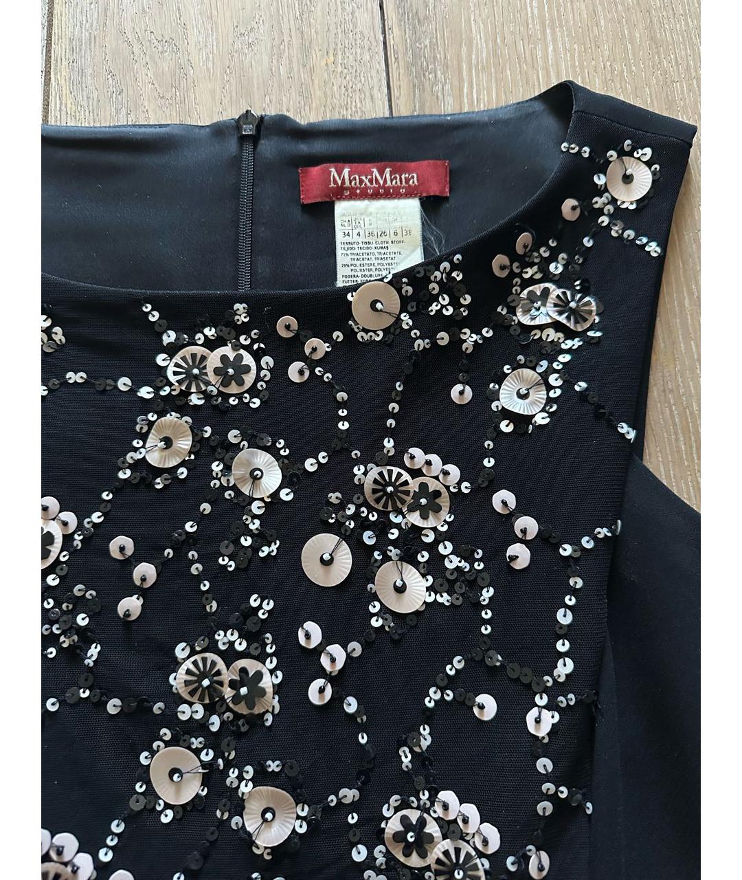 MAX MARA STUDIO Черное полиэстеровое коктейльное платье, фото 3