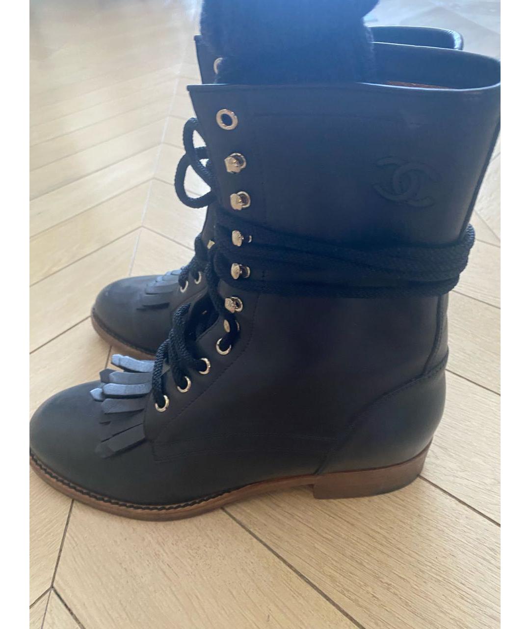 CHANEL Черные кожаные сапоги, фото 8