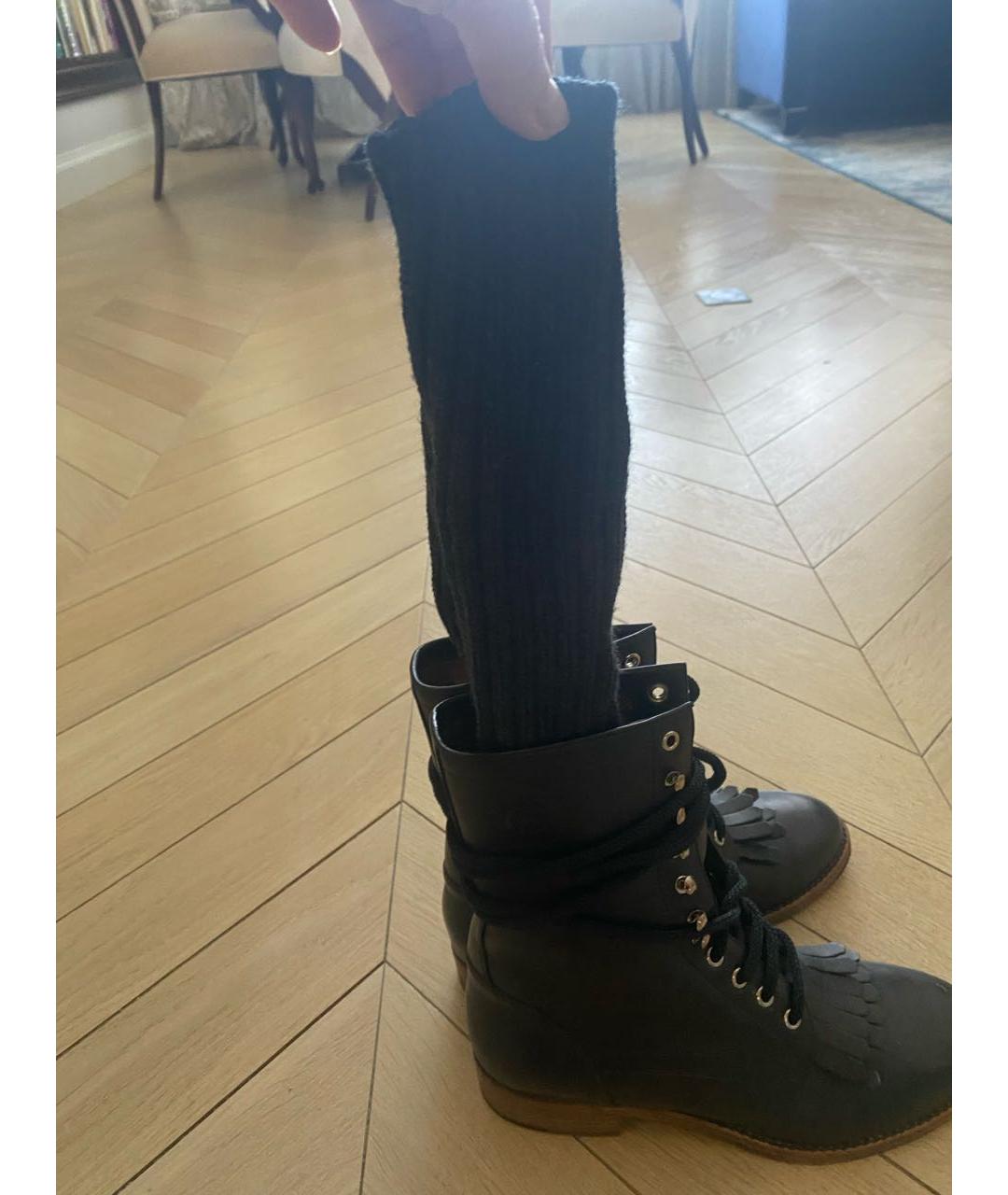 CHANEL Черные кожаные сапоги, фото 6