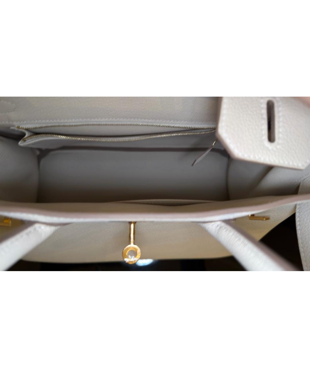 HERMES Бежевая кожаная сумка с короткими ручками, фото 6