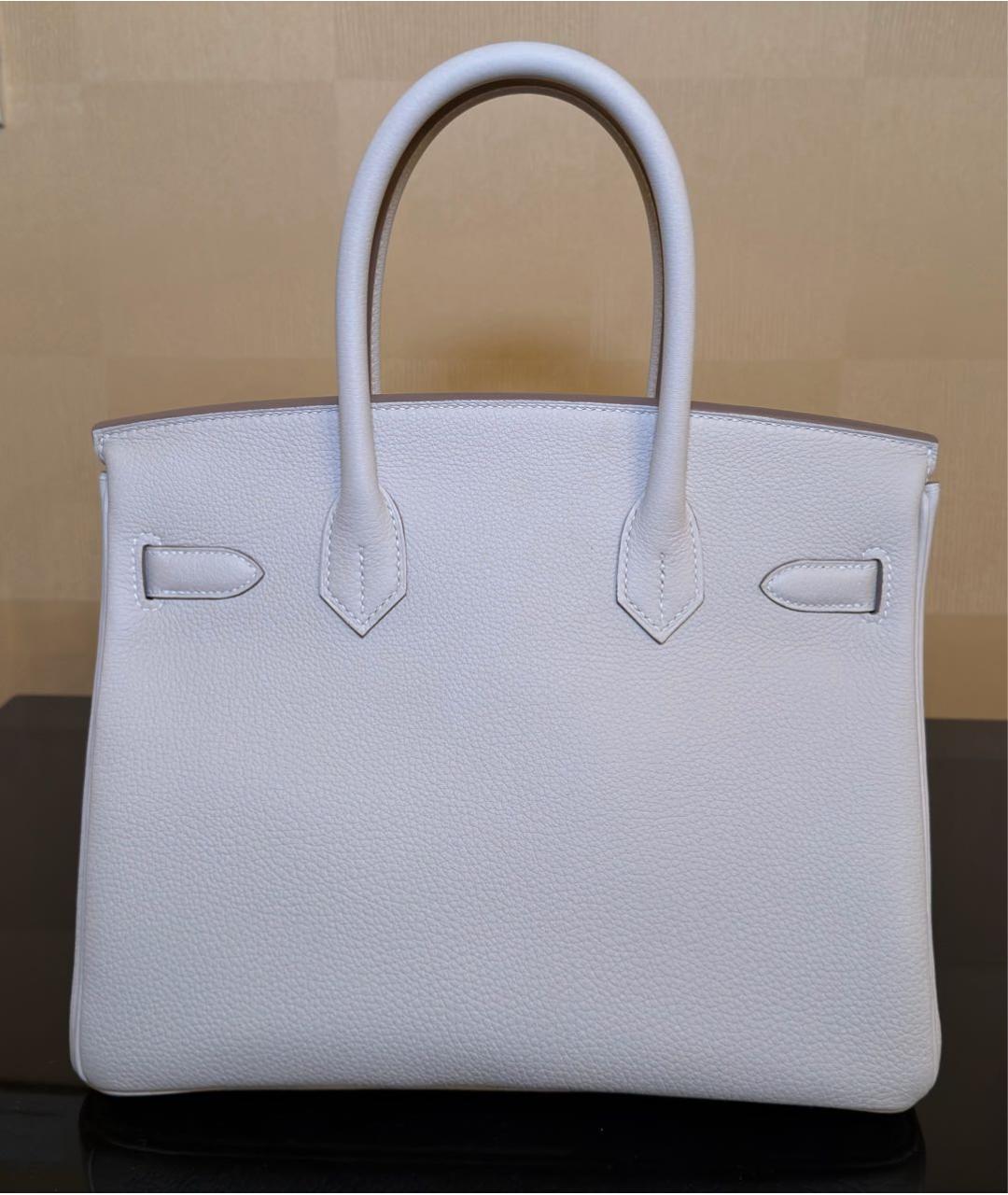 HERMES Бежевая кожаная сумка с короткими ручками, фото 3