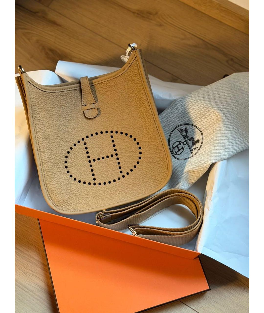 HERMES Горчичная кожаная сумка через плечо, фото 2