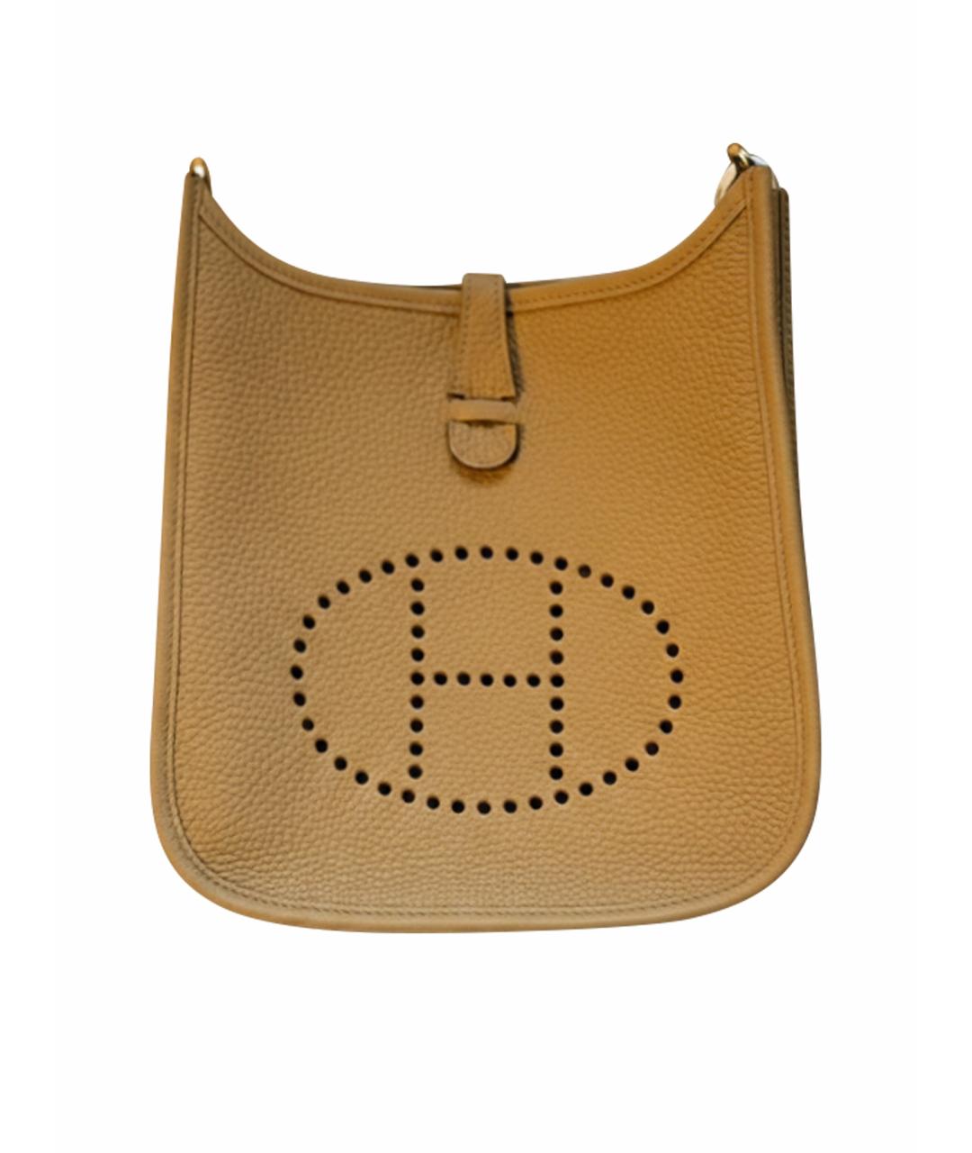 HERMES Горчичная кожаная сумка через плечо, фото 1