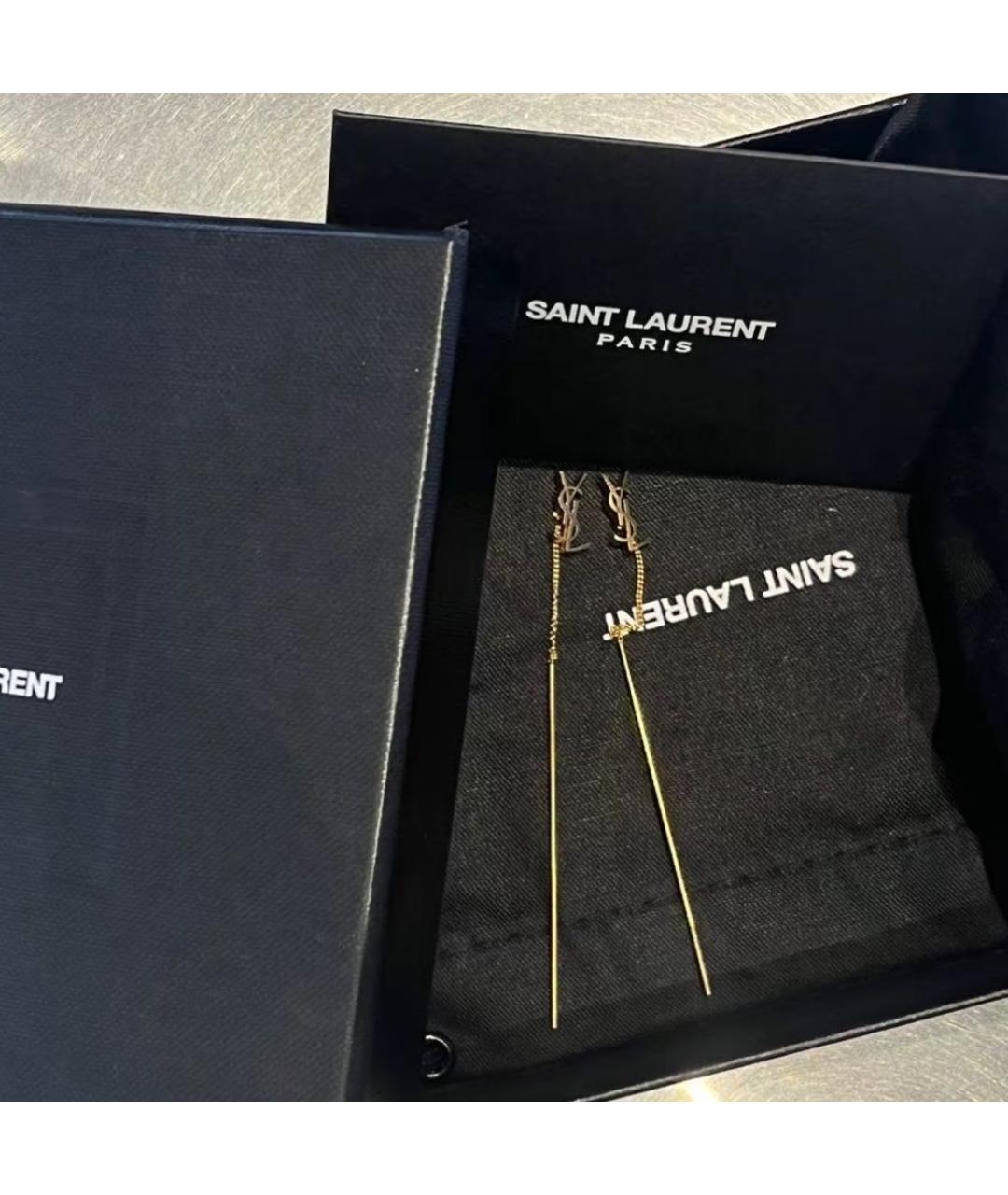 SAINT LAURENT Золотые латунные серьги, фото 2