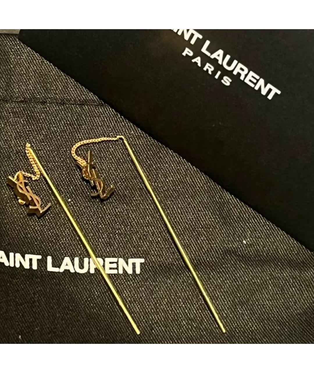 SAINT LAURENT Золотые латунные серьги, фото 3