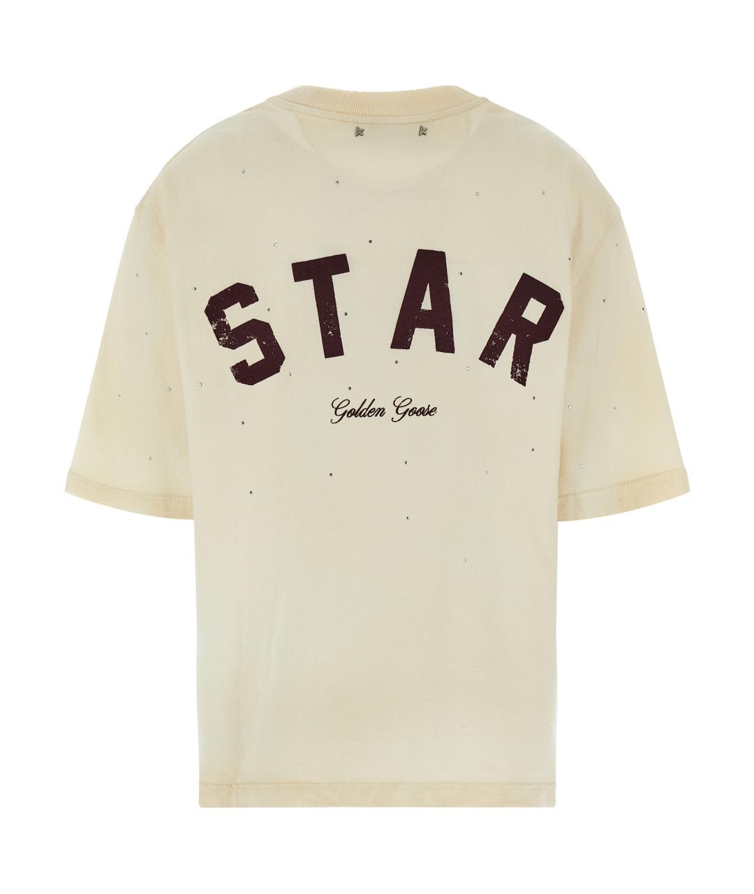 GOLDEN GOOSE DELUXE BRAND Бежевая хлопковая футболка, фото 2