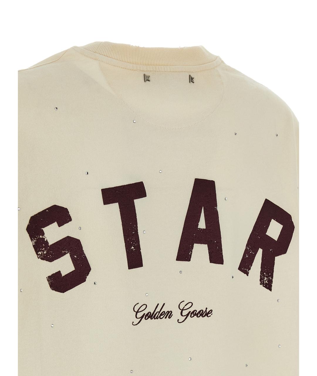 GOLDEN GOOSE DELUXE BRAND Бежевая хлопковая футболка, фото 3