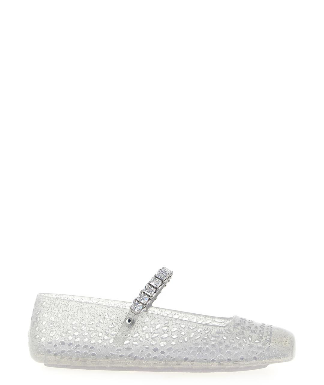 JIMMY CHOO Серебряные синтетические балетки, фото 1