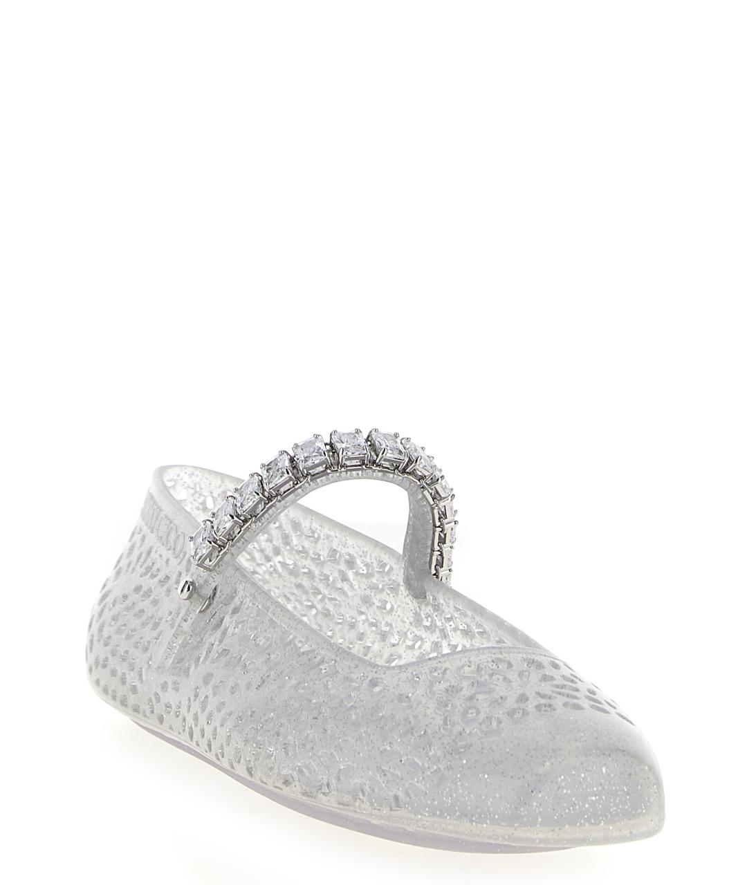 JIMMY CHOO Серебряные синтетические балетки, фото 2