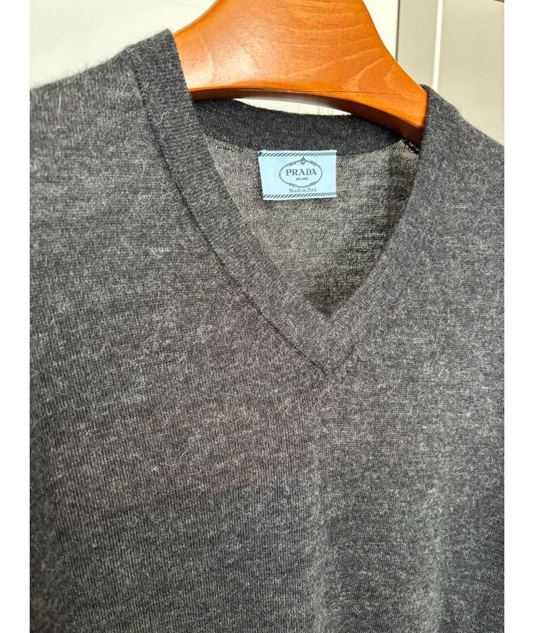 PRADA Антрацитовый шерстяной джемпер / свитер, фото 3