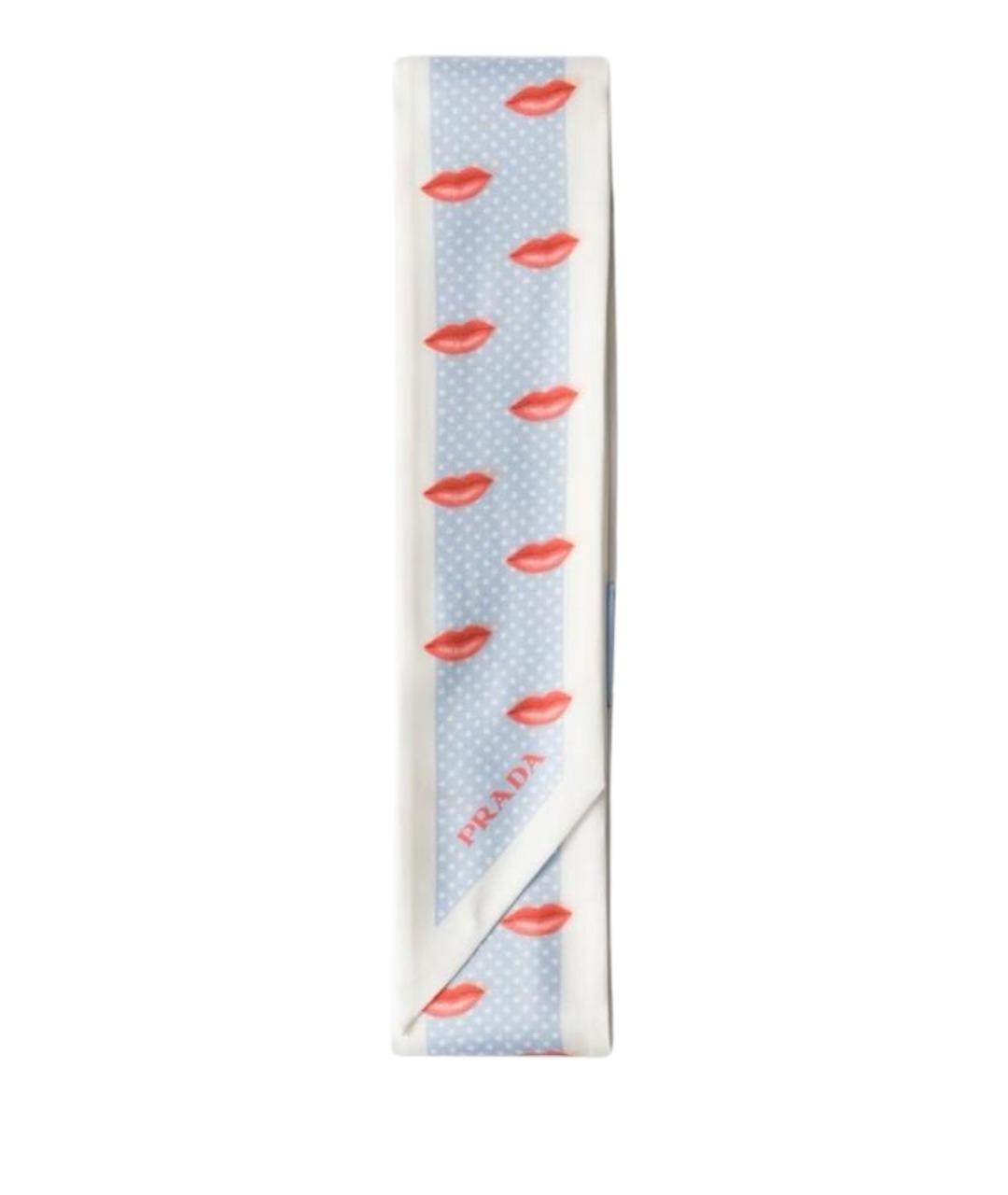 PRADA Голубой шелковый шарф, фото 1